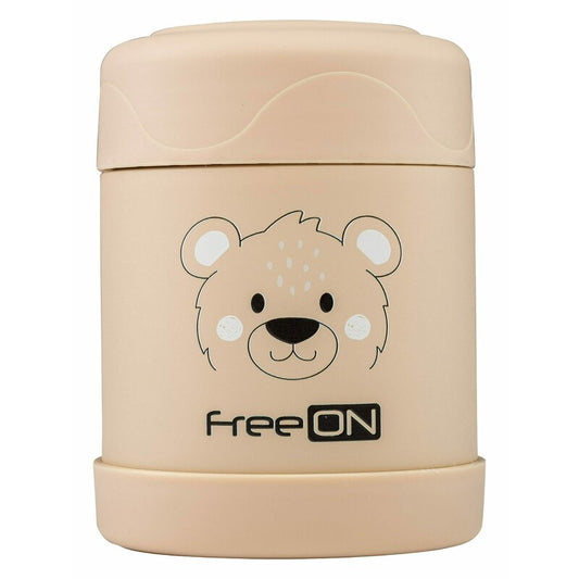 Termos, FreeON, Pentru alimente solide Din otel inoxidabil Mentine cald pana la 12 ore si rece pana la 24 ore, Beige Bear