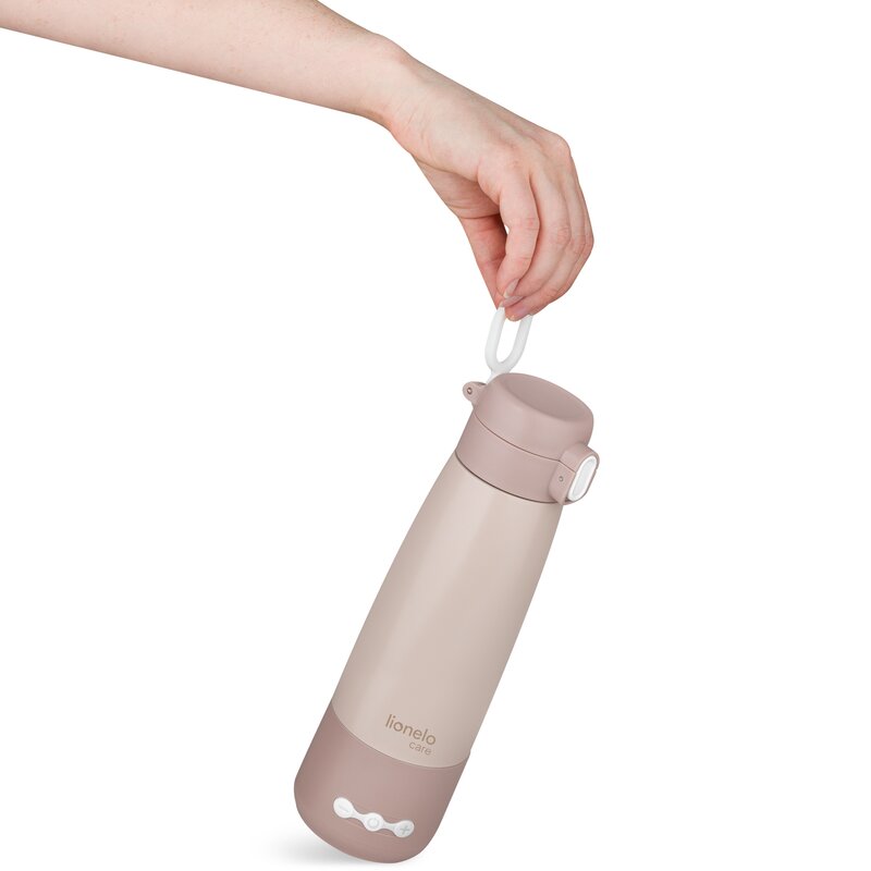 Termos inteligent cu incalzire Lionelo ThermUp Bottle 350 ml, Roz nude
