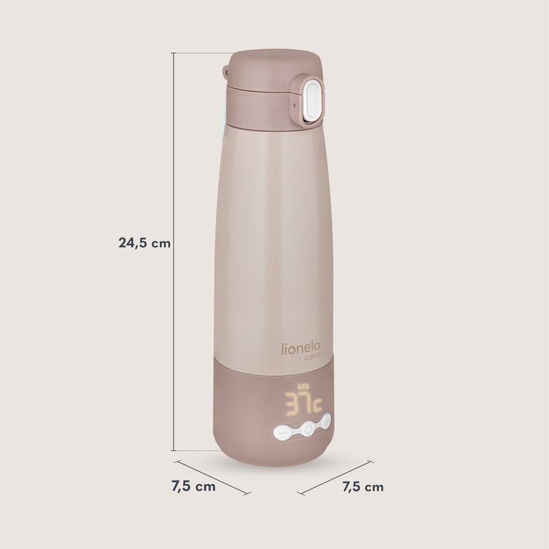 Termos inteligent cu incalzire Lionelo ThermUp Bottle 350 ml, Roz nude