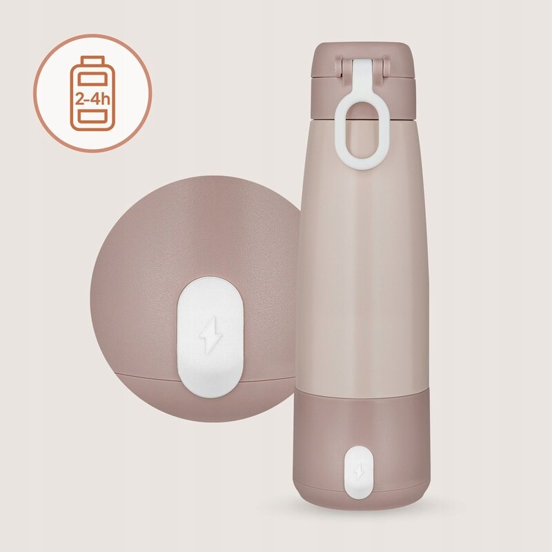 Termos inteligent cu incalzire Lionelo ThermUp Bottle 350 ml, Roz nude