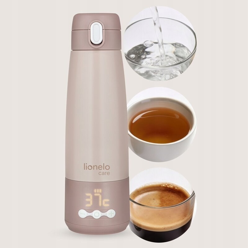 Termos inteligent cu incalzire Lionelo ThermUp Bottle 350 ml, Roz nude