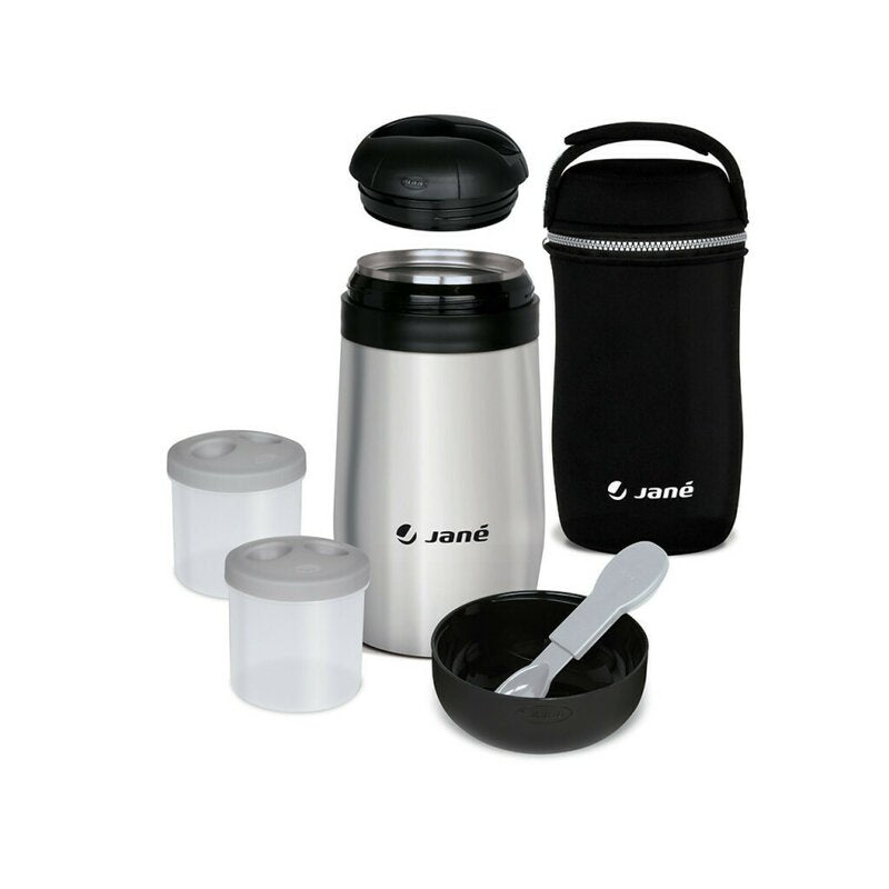 Termos, Jane, Din otel inoxidabil, 1000 ml, Fara BPA, Cu gentuta din izopren, Black