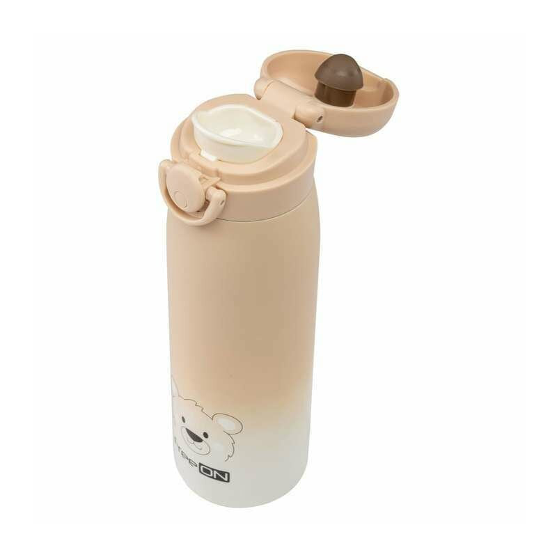 Termos lichide, FreeON, Din otel inoxidabil, Cu mentinere de temperatura de pana la 12 ore, 480 ml, Beige