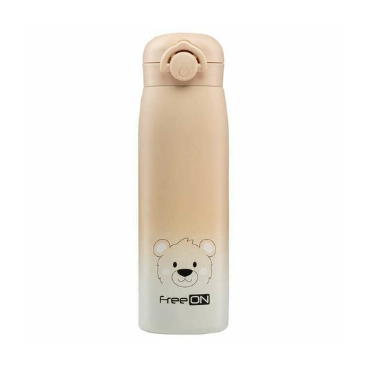 Termos lichide, FreeON, Din otel inoxidabil, Cu mentinere de temperatura de pana la 12 ore, 480 ml, Beige