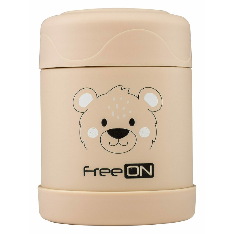 Termos, FreeON, Pentru alimente solide Din otel inoxidabil Mentine cald pana la 12 ore si rece pana la 24 ore, Beige Bear