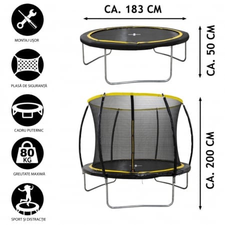 Trambulină cu plasă de siguranță Dunlop
