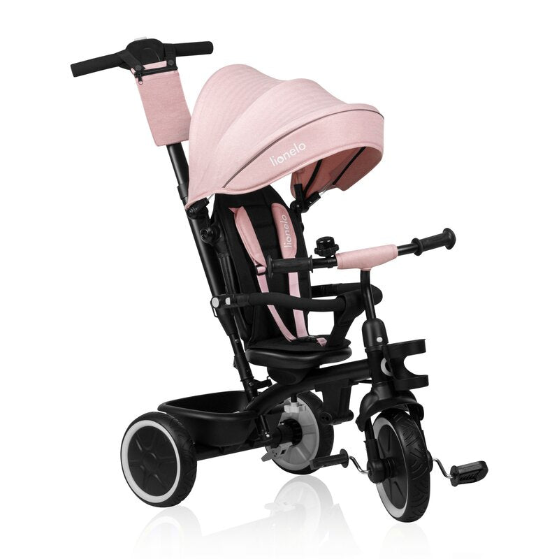 Tricicleta copii, Lionelo, Berry, 2 in 1, Multifunctionala, Suport picioare, Control al directiei, Scaun reversibil, Rotire 360 grade, Functie de roata libera, Utilizare pana la 5 ani, Constructie din otel, Conform cu standardul EN71, Roz