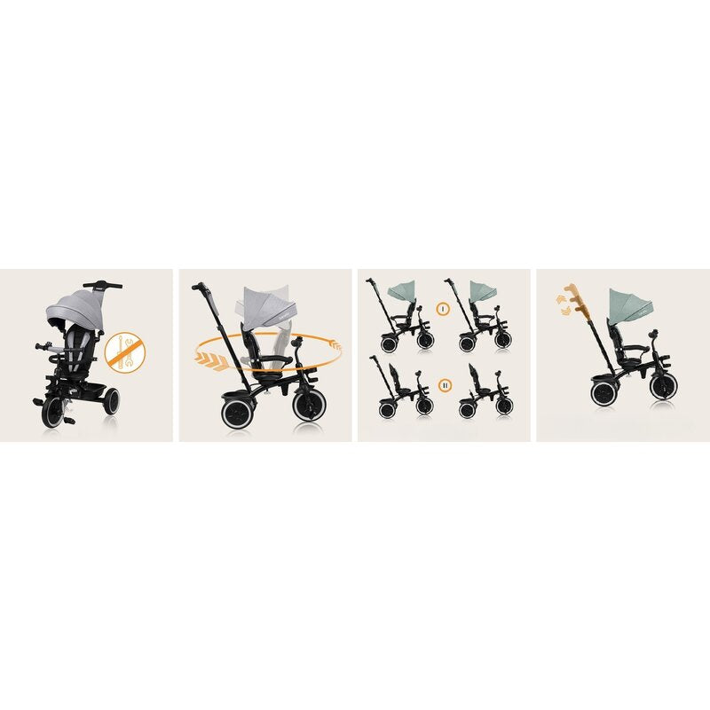 Tricicleta copii, Lionelo, Berry, 2 in 1, Multifunctionala, Suport picioare, Control al directiei, Scaun reversibil, Rotire 360 grade, Functie de roata libera, Utilizare pana la 5 ani, Constructie din otel, Conform cu standardul EN71, Roz