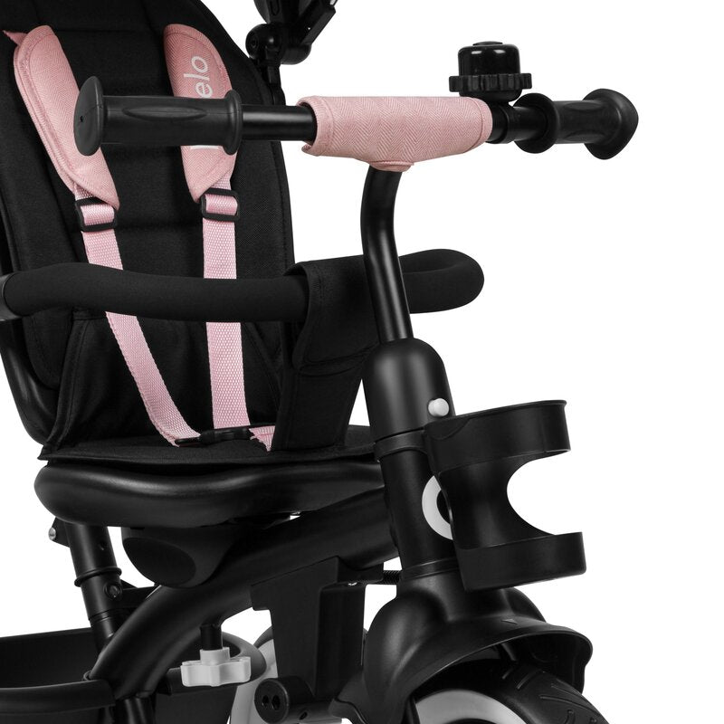 Tricicleta copii, Lionelo, Berry, 2 in 1, Multifunctionala, Suport picioare, Control al directiei, Scaun reversibil, Rotire 360 grade, Functie de roata libera, Utilizare pana la 5 ani, Constructie din otel, Conform cu standardul EN71, Roz