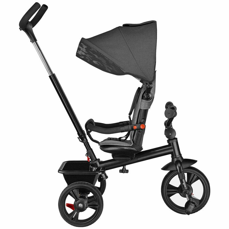 Tricicleta copii, Lionelo, Haari, Ultrapliabila, Multifunctionala, Suport picioare, Control al directiei, Scaun reversibil, Rotire 360 grade, Conform cu standardul european de securitate EN71, Gri