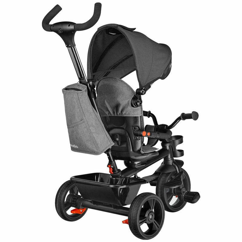 Tricicleta copii, Lionelo, Haari, Ultrapliabila, Multifunctionala, Suport picioare, Control al directiei, Scaun reversibil, Rotire 360 grade, Conform cu standardul european de securitate EN71, Gri