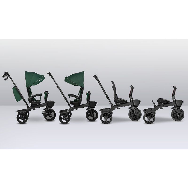 Tricicleta copii, Lionelo Kori, ultra-pliabila si multifunctionala, cu scaun rotativ 360°, control parental, suport pentru picioare si accesorii premium, Verde
