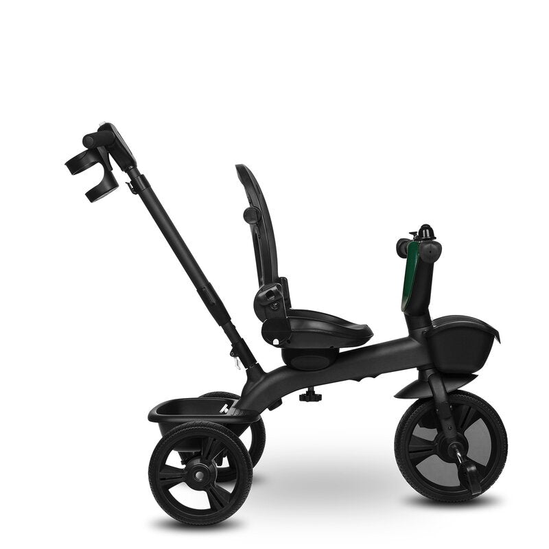 Tricicleta copii, Lionelo Kori, ultra-pliabila si multifunctionala, cu scaun rotativ 360°, control parental, suport pentru picioare si accesorii premium, Verde