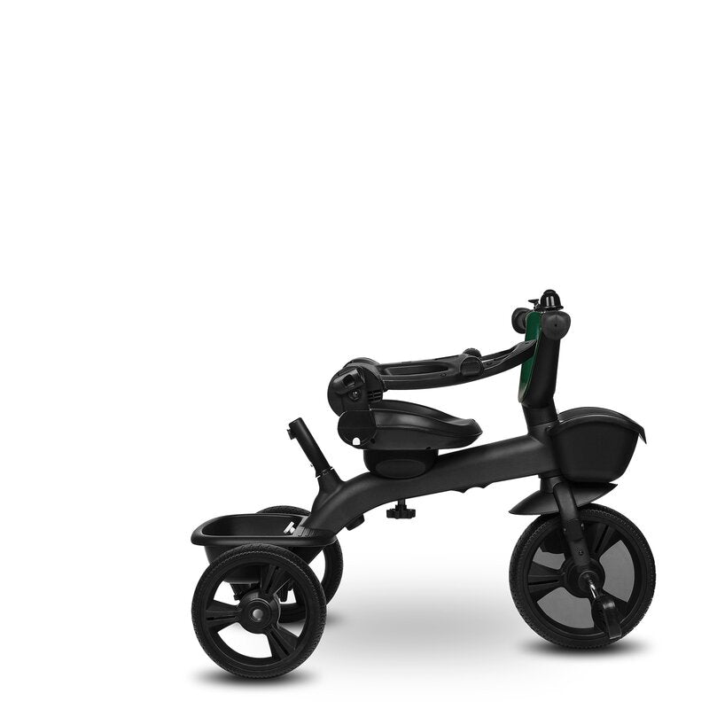 Tricicleta copii, Lionelo Kori, ultra-pliabila si multifunctionala, cu scaun rotativ 360°, control parental, suport pentru picioare si accesorii premium, Verde