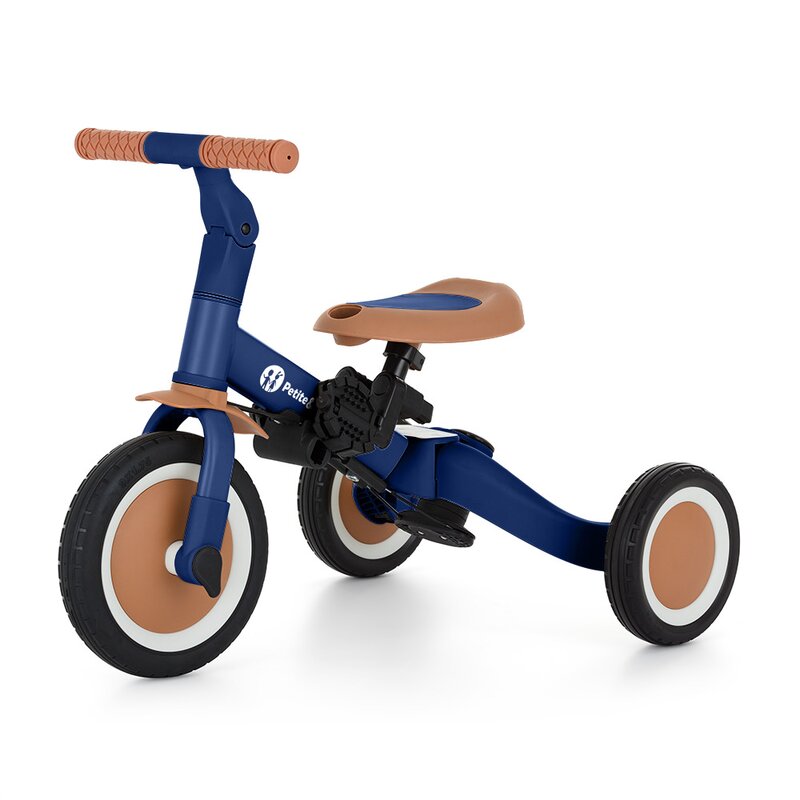Tricicleta, Petite&Mars, Turbo, 5 in 1, Multifunctionala, Vehicul de impins, Bicicleta cu/fara pedale, Cu maner de ghidaj, Detasabil, Roti din cauciuc, Pana la 25 kg, 1.5-5 ani, Albastru