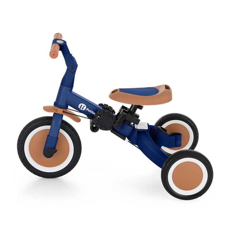 Tricicleta, Petite&Mars, Turbo, 5 in 1, Multifunctionala, Vehicul de impins, Bicicleta cu/fara pedale, Cu maner de ghidaj, Detasabil, Roti din cauciuc, Pana la 25 kg, 1.5-5 ani, Albastru