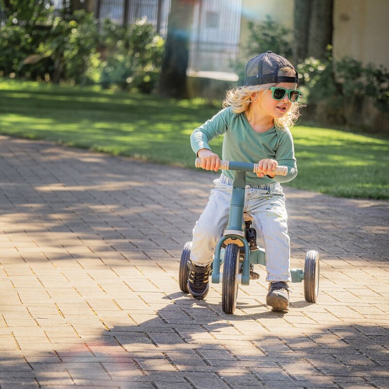 Tricicleta, Petite&Mars, Turbo, 5 in 1, Multifunctionala, Vehicul de impins, Bicicleta cu/fara pedale, Cu maner de ghidaj, Detasabil, Roti din cauciuc, Pana la 25 kg, 1.5-5 ani, Albastru