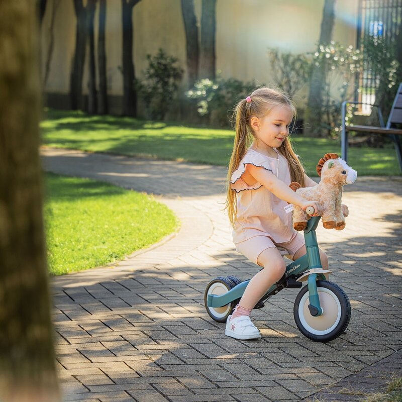 Tricicleta, Petite&Mars, Turbo, 5 in 1, Multifunctionala, Vehicul de impins, Bicicleta cu/fara pedale, Cu maner de ghidaj, Detasabil, Roti din cauciuc, Pana la 25 kg, 1.5-5 ani, Albastru