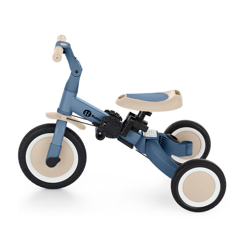 Tricicleta, Petite&Mars, Turbo, 5 in 1, Multifunctionala, Vehicul de impins, Bicicleta cu/fara pedale, Cu maner de ghidaj, Detasabil, Roti din cauciuc, Pana la 25 kg, 1.5-5 ani, Ocean Blue