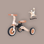 Tricicleta, Petite&Mars, Turbo, 5 in 1, Multifunctionala, Vehicul de impins, Bicicleta cu/fara pedale, Cu maner de ghidaj, Detasabil, Roti din cauciuc, Pana la 25 kg, 1.5-5 ani, Bej