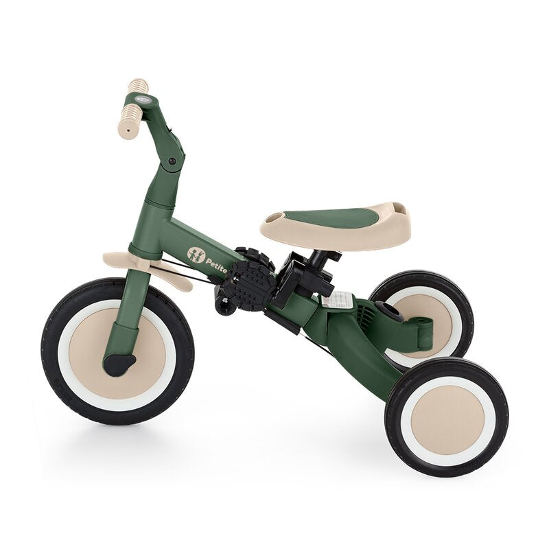 Tricicleta, Petite&Mars, Turbo, 5 in 1, Multifunctionala, Vehicul de impins, Bicicleta cu/fara pedale, Cu maner de ghidaj, Detasabil, Roti din cauciuc, Pana la 25 kg, 1.5-5 ani, Verde