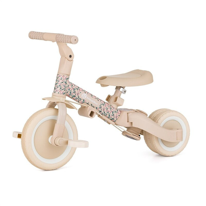 Tricicleta, Petite&Mars, Turbo, Editie limitata, 5 in 1, Multifunctionala, Vehicul de impins, Bicicleta cu/fara pedale, Cu maner de ghidaj, Detasabil, Roti din cauciuc, Pana la 25 kg, 1.5-5 ani, Pink Meadow