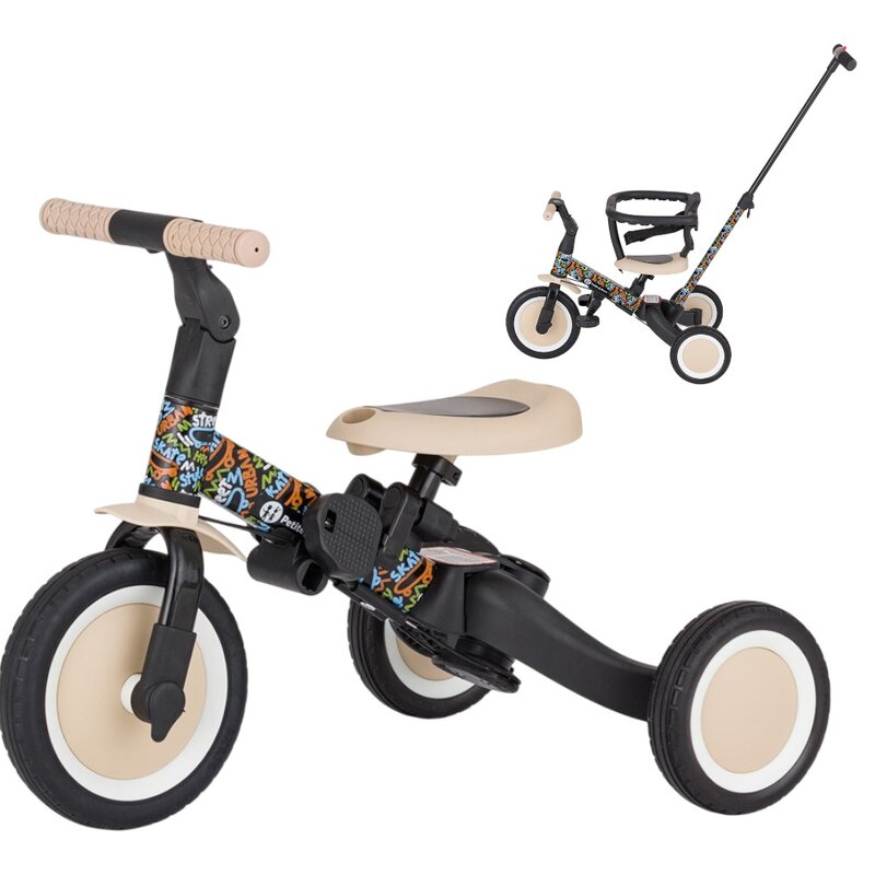 Tricicleta, Petite&Mars, Turbo, Editie limitata, 5 in 1, Multifunctionala, Vehicul de impins, Bicicleta cu/fara pedale, Cu maner de ghidaj, Detasabil, Roti din cauciuc, Pana la 25 kg, 1.5-5 ani, City Beat