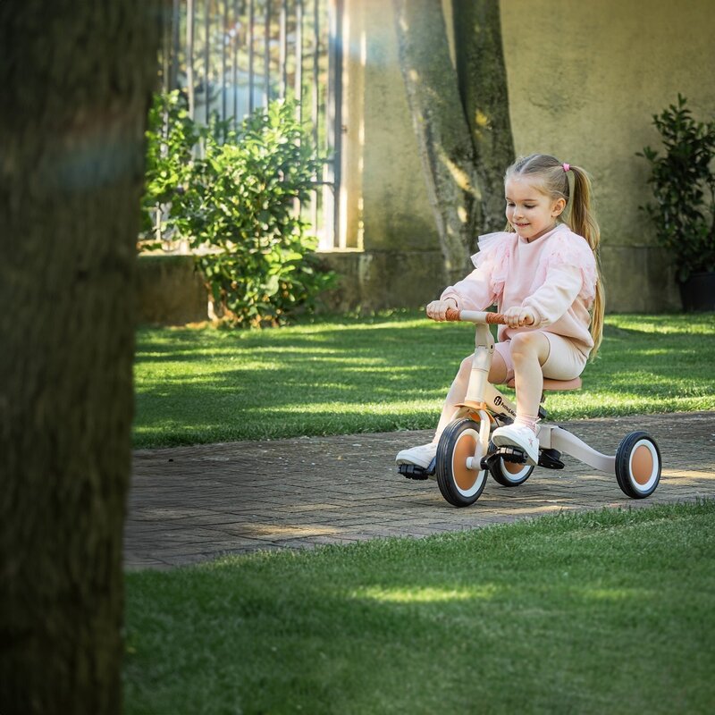 Tricicleta, Petite&Mars, Turbo, Editie limitata, 5 in 1, Multifunctionala, Vehicul de impins, Bicicleta cu/fara pedale, Cu maner de ghidaj, Detasabil, Roti din cauciuc, Pana la 25 kg, 1.5-5 ani, Pink Meadow