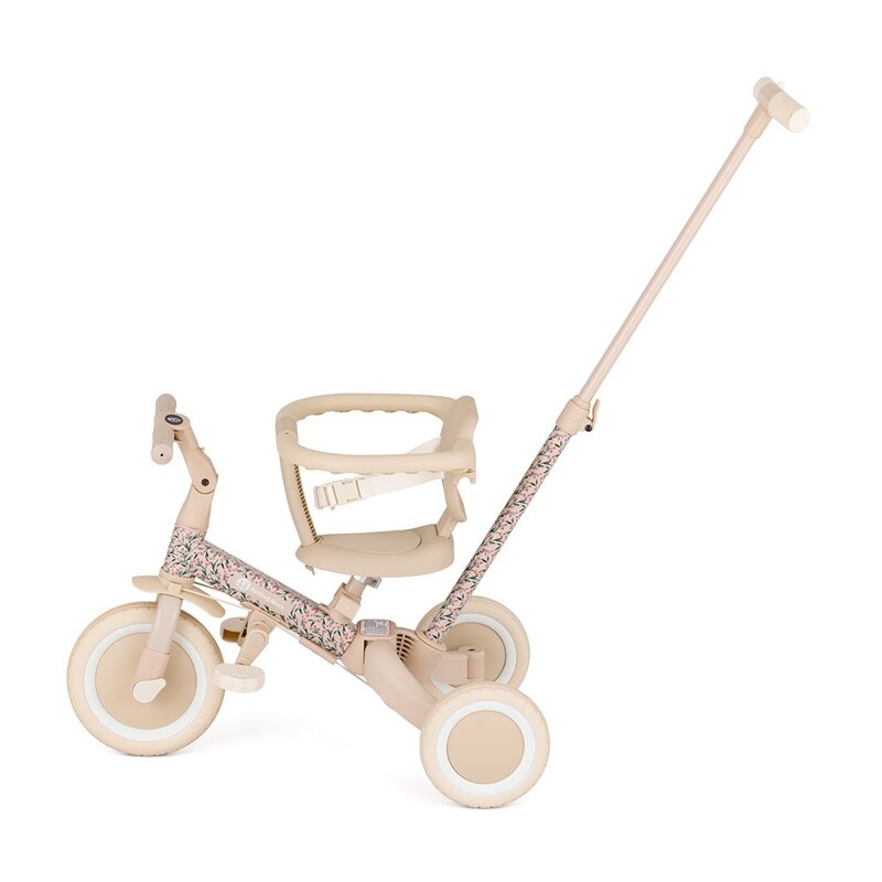 Tricicleta, Petite&Mars, Turbo, Editie limitata, 5 in 1, Multifunctionala, Vehicul de impins, Bicicleta cu/fara pedale, Cu maner de ghidaj, Detasabil, Roti din cauciuc, Pana la 25 kg, 1.5-5 ani, Pink Meadow