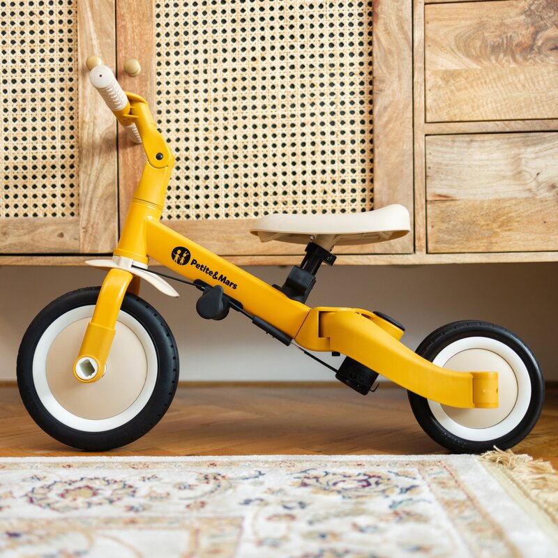 Tricicleta, Petite&Mars, Turbo, Editie limitata, 5 in 1, Multifunctionala, Vehicul de impins, Bicicleta cu/fara pedale, Cu maner de ghidaj, Detasabil, Roti din cauciuc, Pana la 25 kg, 1.5-5 ani, Pink Meadow