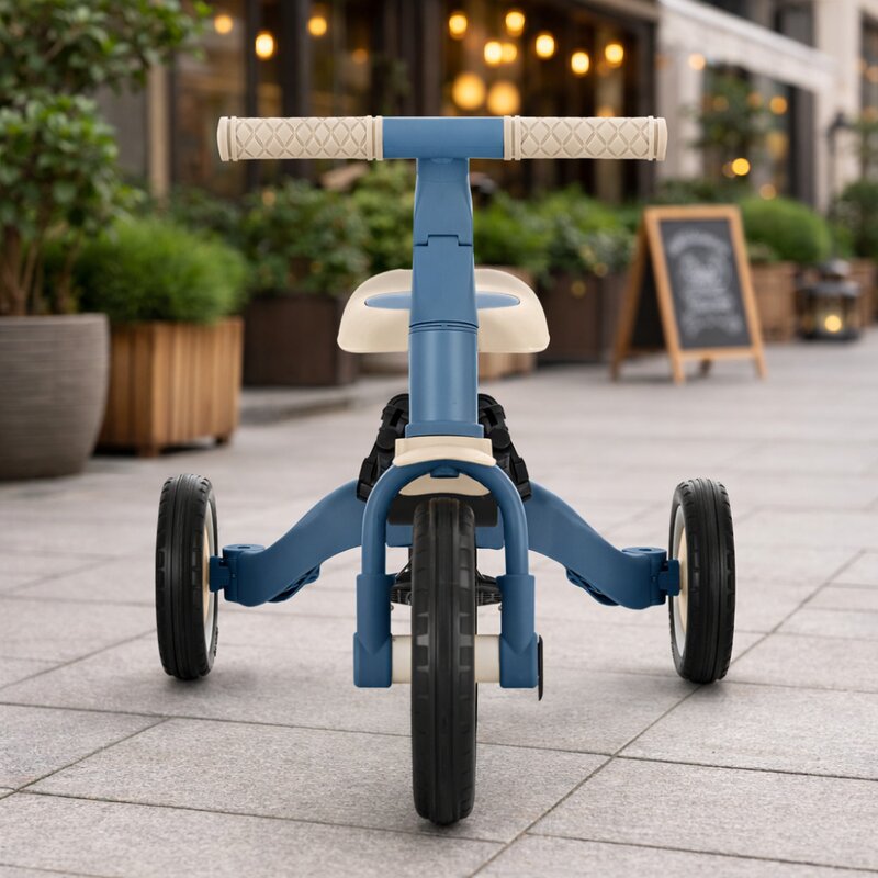 Tricicleta, Petite&Mars, Turbo Plus, 5 in 1, Multifunctionala, Vehicul de impins, Bicicleta cu/fara pedale, Cu maner de ghidaj, Detasabil, Roti din cauciuc, Capotina pentru soare, Pana la 25 kg, 1.5-5 ani, Albastru