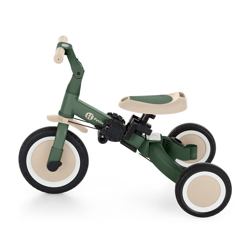 Tricicleta, Petite&Mars, Turbo Plus, 5 in 1, Multifunctionala, Vehicul de impins, Bicicleta cu/fara pedale, Cu maner de ghidaj, Detasabil, Roti din cauciuc, Capotina pentru soare, Pana la 25 kg, 1.5-5 ani, Verde