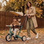 Tricicleta, Petite&Mars, Turbo Plus, 5 in 1, Multifunctionala, Vehicul de impins, Bicicleta cu/fara pedale, Cu maner de ghidaj, Detasabil, Roti din cauciuc, Capotina pentru soare, Pana la 25 kg, 1.5-5 ani, Albastru