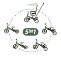 Tricicleta, Petite&Mars, Turbo Plus, 5 in 1, Multifunctionala, Vehicul de impins, Bicicleta cu/fara pedale, Cu maner de ghidaj, Detasabil, Roti din cauciuc, Capotina pentru soare, Pana la 25 kg, 1.5-5 ani, Verde