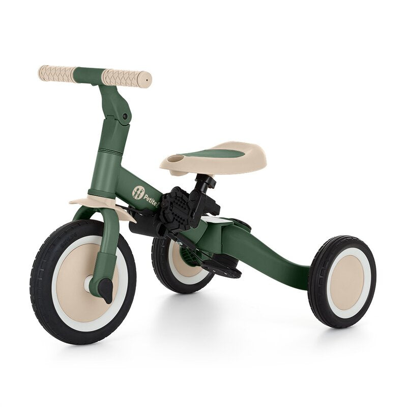 Tricicleta, Petite&Mars, Turbo Plus, 5 in 1, Multifunctionala, Vehicul de impins, Bicicleta cu/fara pedale, Cu maner de ghidaj, Detasabil, Roti din cauciuc, Capotina pentru soare, Pana la 25 kg, 1.5-5 ani, Verde