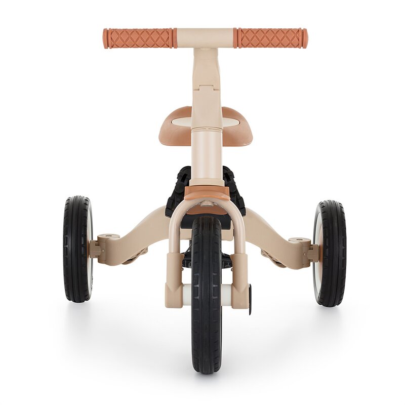 Tricicleta, Petite&Mars, Turbo Plus, 5 in 1, Multifunctionala, Vehicul de impins, Bicicleta cu/fara pedale, Cu maner de ghidaj, Detasabil, Roti din cauciuc, Capotina pentru soare, Pana la 25 kg, 1.5-5 ani, Bej