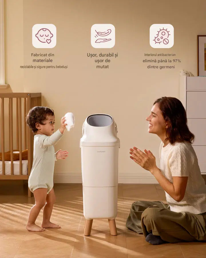 Cos pentru Scutece Momcozy Diaper Pail - Etansare Tripla, Inaltime Ergonomica