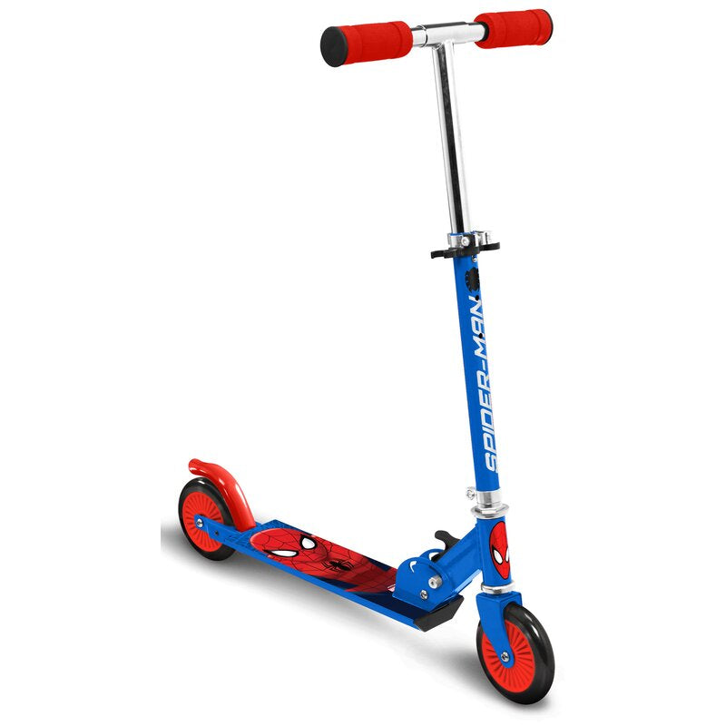 Trotineta pliabila copii Stamp Spiderman cu roti 125 mm si ghidon reglabil 3 ani+