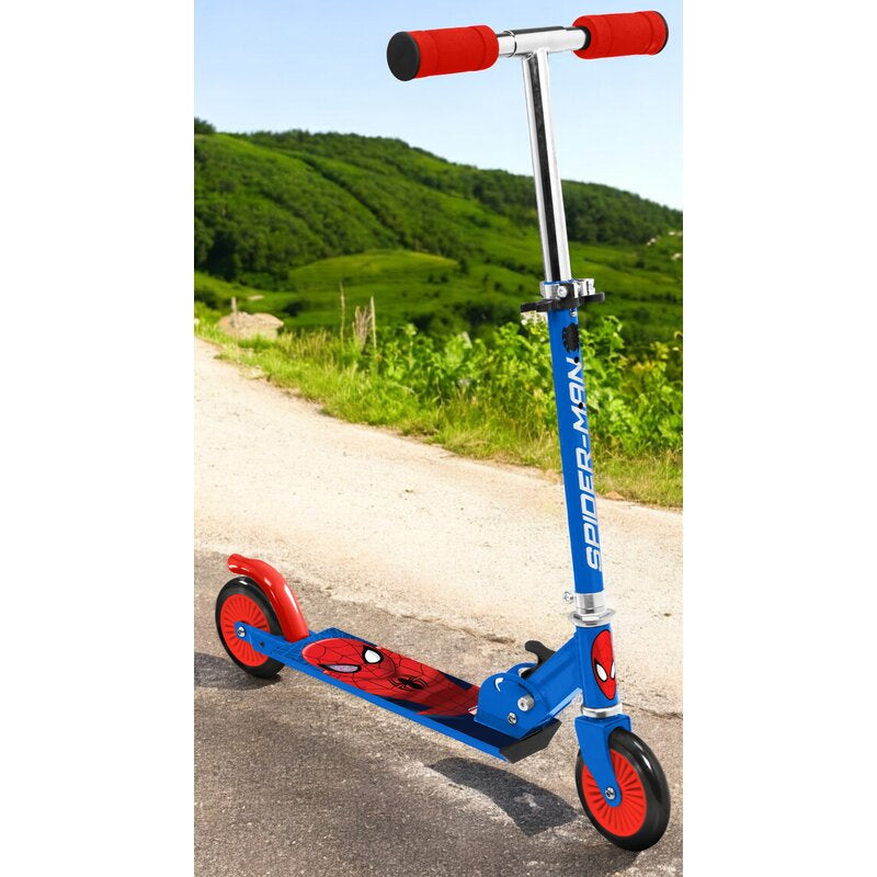 Trotineta copii, Stamp, Marvel, Pliabila, Reglabila pe inaltime, Platforma antiderapanta, Din aluminiu, 3 ani+, Spiderman