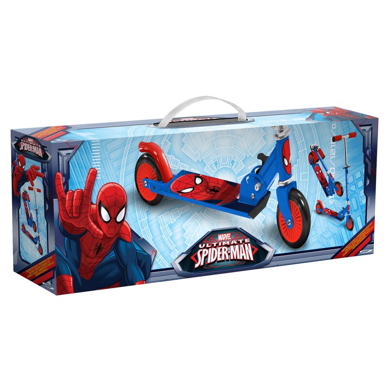 Trotineta pliabila copii Stamp Spiderman cu roti 125 mm si ghidon reglabil 3 ani+