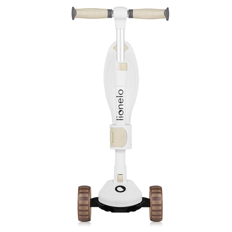 Trotineta, Lionelo, Franky, Multifunctionala, Pliabila, Pana la 50 kg, Bicicleta cu 3 roti si trotineta de echilibru, Ghidon reglabil, Sezut detasabil, Roti cu LED, Conform cu EN71, EN62115, 12 luni+, Bej