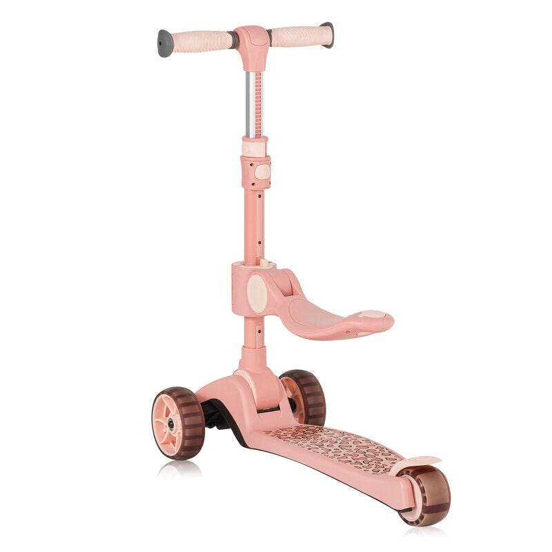 Trotineta, Lionelo, Franky, Multifunctionala, Pliabila, Pana la 50 kg, Bicicleta cu 3 roti si trotineta de echilibru, Ghidon reglabil, Sezut detasabil, Roti cu LED, Conform cu EN71, EN62115, 12 luni+, Roz