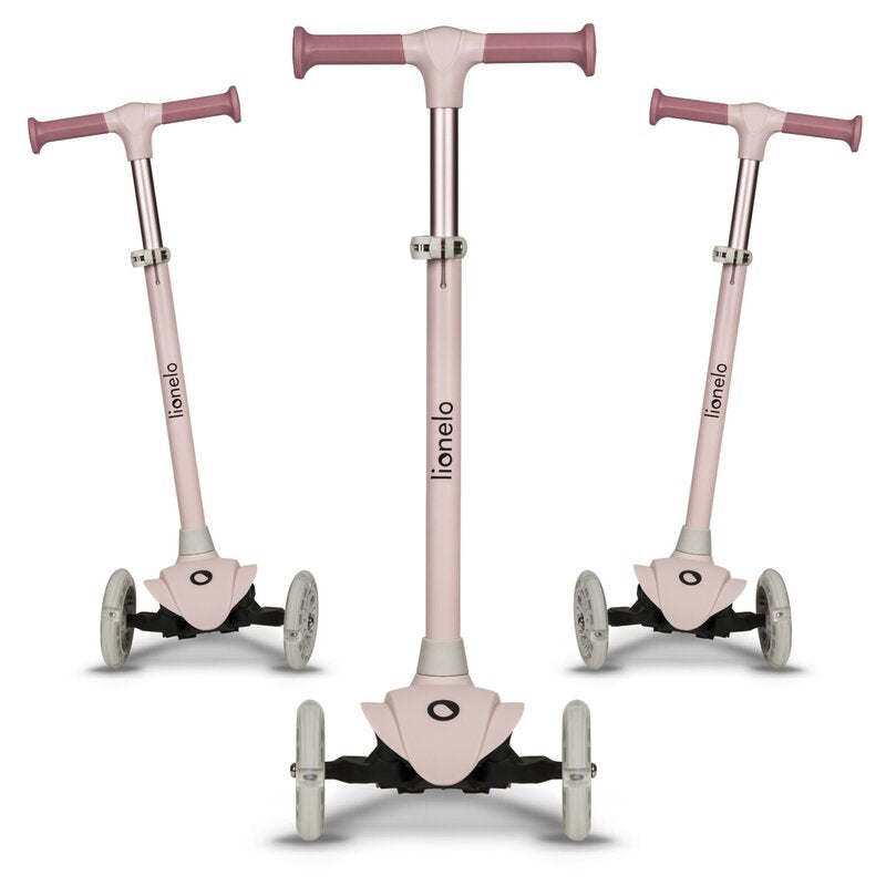 Trotineta, Lionelo, Jessy, Ultrapliabila, Pana la 50 Kg, Cu design ergonomic, Cu lumini LED, 56 x 26 x 67-82 cm, 3 ani+, Roz