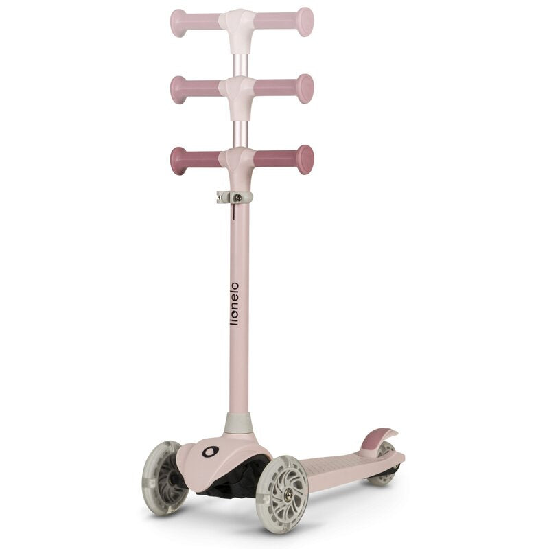 Trotineta, Lionelo, Jessy, Ultrapliabila, Pana la 50 Kg, Cu design ergonomic, Cu lumini LED, 56 x 26 x 67-82 cm, 3 ani+, Roz