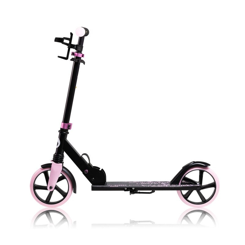 Trotineta, Lionelo, Luca, Pentru copii sau adulti, Ultrapliabila, Pana la 100 Kg, Conform cu standardul european de securitate EN14619, Roz