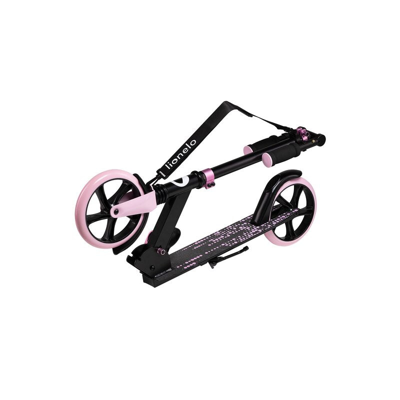 Trotineta, Lionelo, Luca, Pentru copii sau adulti, Ultrapliabila, Pana la 100 Kg, Conform cu standardul european de securitate EN14619, Roz