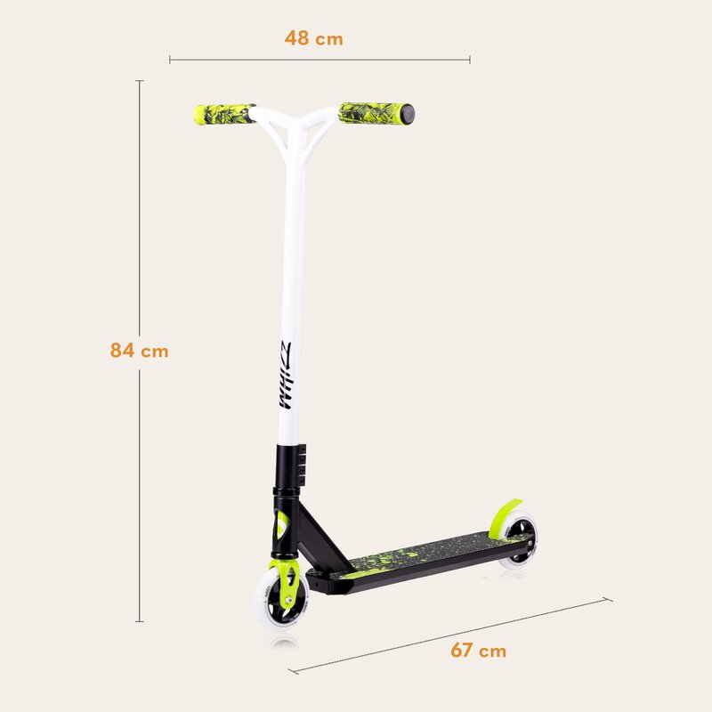 Trotineta, Lionelo, Whizz, Pentru Acrobatii, Rulmenti ABEC-9, 20 - 100 kg, Cadru din aluminiu, Usoara, 3.5 kg, Verde/Negru