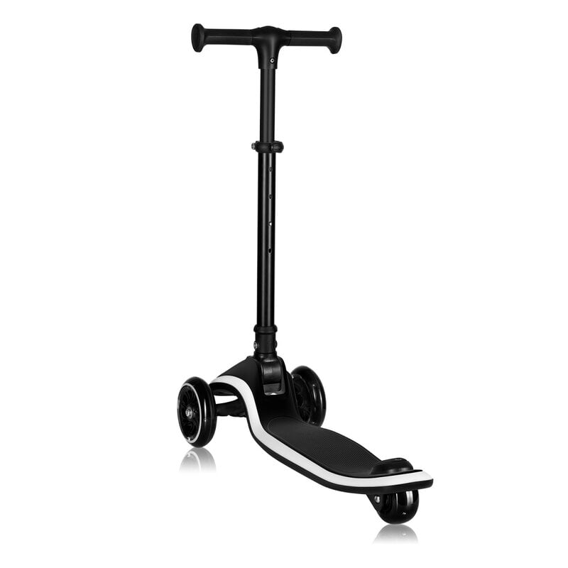 Trotineta pentru copii, Lionelo, Mey, Ultrapliabila, Cu lumini si cosulet, Maner ajustabil pe inaltime, 3 ani+, Pana la 50 Kg, Ultra usor, 2.8 kg, Conform cu standardul EN71-1/2/3, Certificata Intertek, Negru