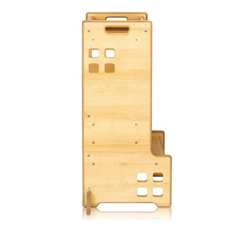 Turn de invatare Montessori, Lionelo, Cass, Functie de raft pentru carti, Pana la 30 kg, 12 luni - 6 ani, Din MDF si furnir, 3 trepte de inaltime, Natur