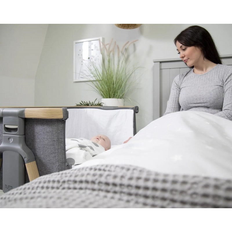 Tutti Bambini – Patut 2 in 1 co-sleeper CoZee Oak & Sterling Silver